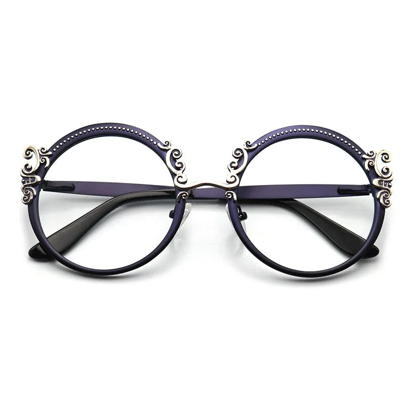 CCspace Women's Full Rim Round Alloy Eyeglasses 53265