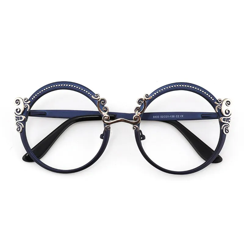 CCspace Women's Full Rim Round Alloy Eyeglasses 53265