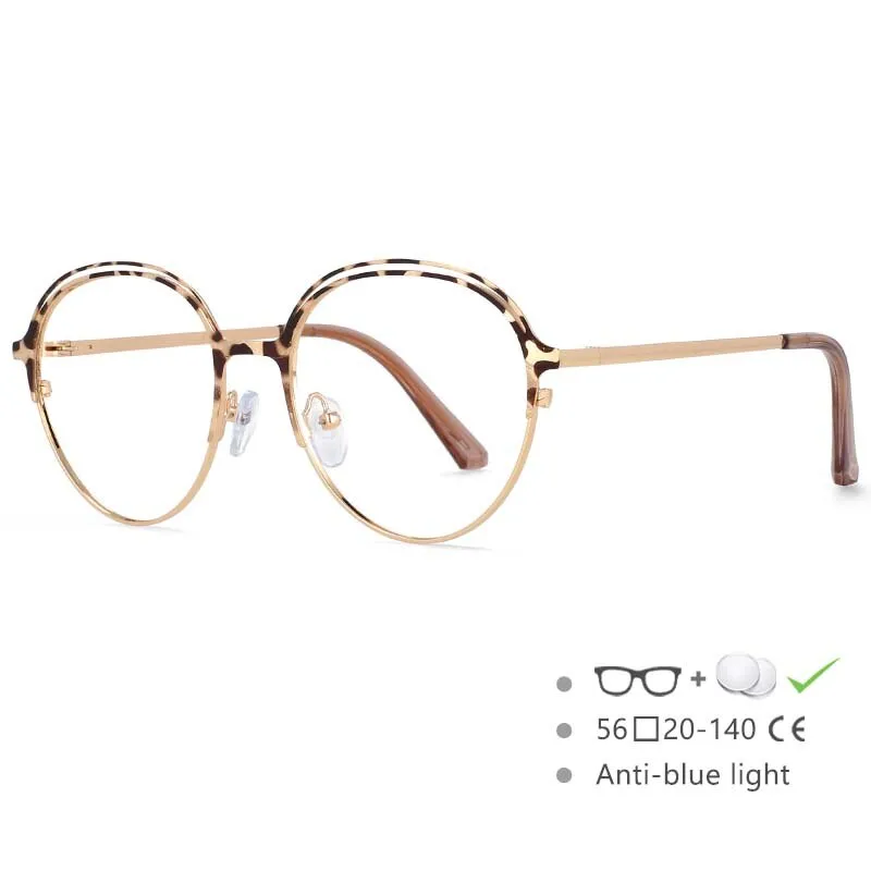 CCspace Women's Full Rim Round Alloy Frame Eyeglasses 54559