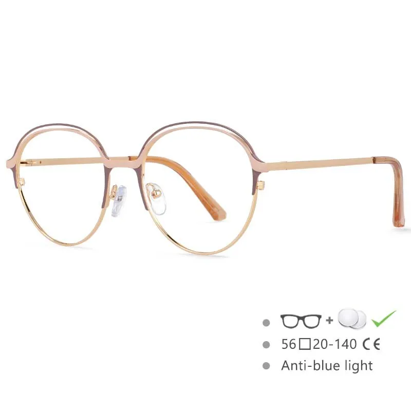 CCspace Women's Full Rim Round Alloy Frame Eyeglasses 54559
