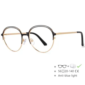 CCspace Women's Full Rim Round Alloy Frame Eyeglasses 54559