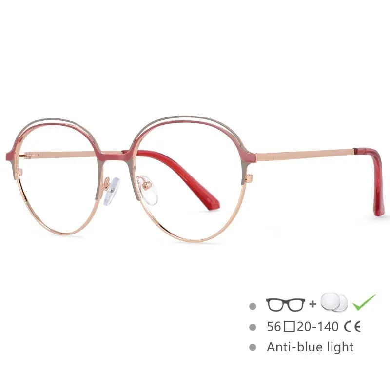 CCspace Women's Full Rim Round Alloy Frame Eyeglasses 54559