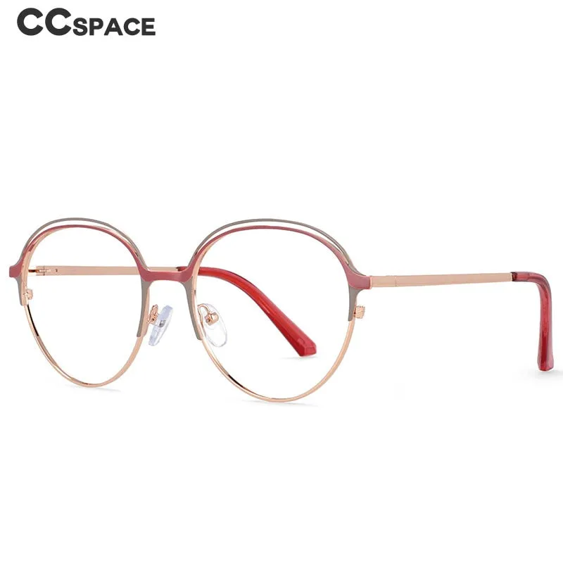 CCspace Women's Full Rim Round Alloy Frame Eyeglasses 54559