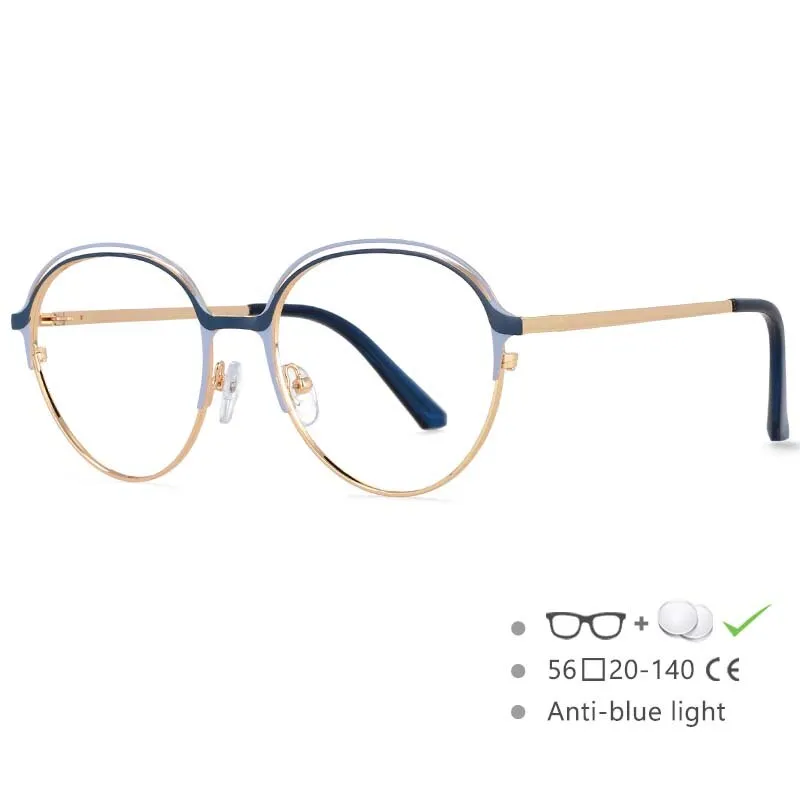 CCspace Women's Full Rim Round Alloy Frame Eyeglasses 54559