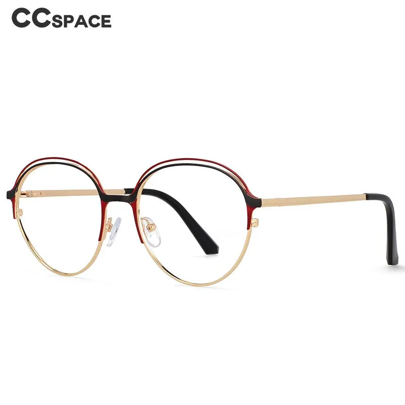 CCspace Women's Full Rim Round Alloy Frame Eyeglasses 54559