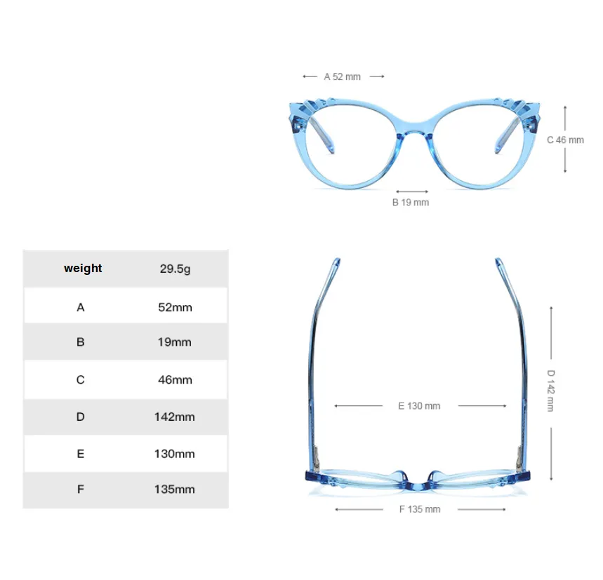 CCspace Women's Full Rim Round Cat Eye Tr 90 Titanium Frame Eyeglasses 54303