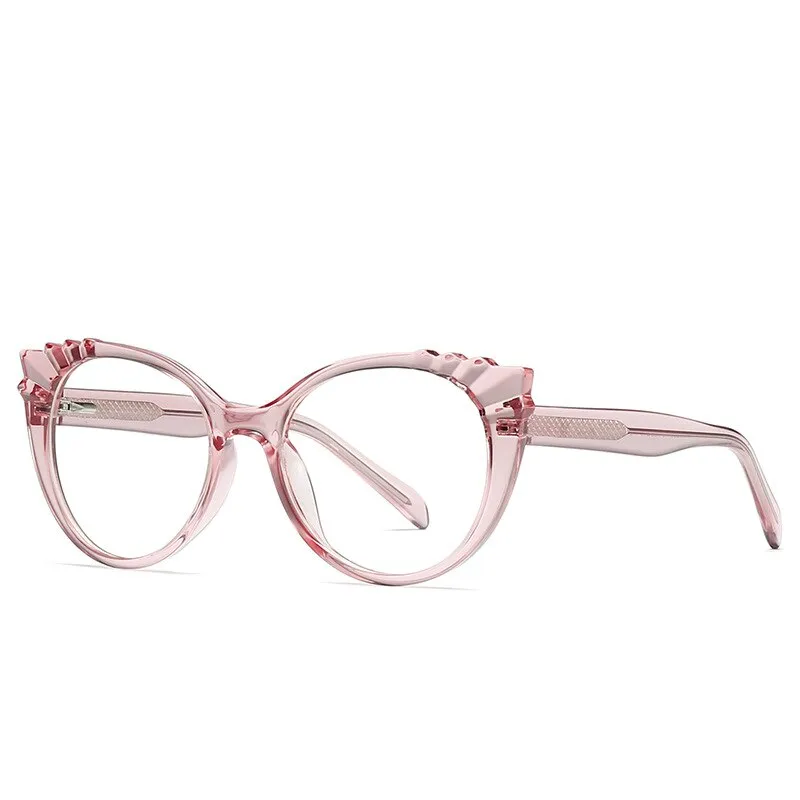 CCspace Women's Full Rim Round Cat Eye Tr 90 Titanium Frame Eyeglasses 54303