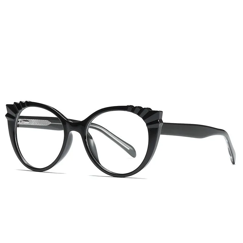 CCspace Women's Full Rim Round Cat Eye Tr 90 Titanium Frame Eyeglasses 54303
