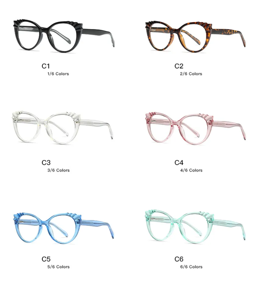 CCspace Women's Full Rim Round Cat Eye Tr 90 Titanium Frame Eyeglasses 54303