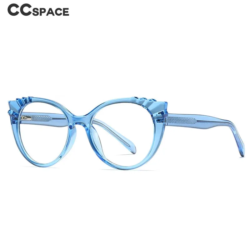 CCspace Women's Full Rim Round Cat Eye Tr 90 Titanium Frame Eyeglasses 54303
