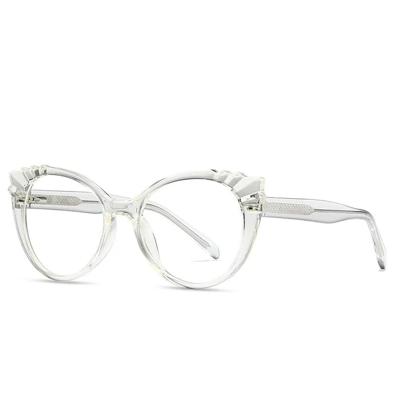 CCspace Women's Full Rim Round Cat Eye Tr 90 Titanium Frame Eyeglasses 54303