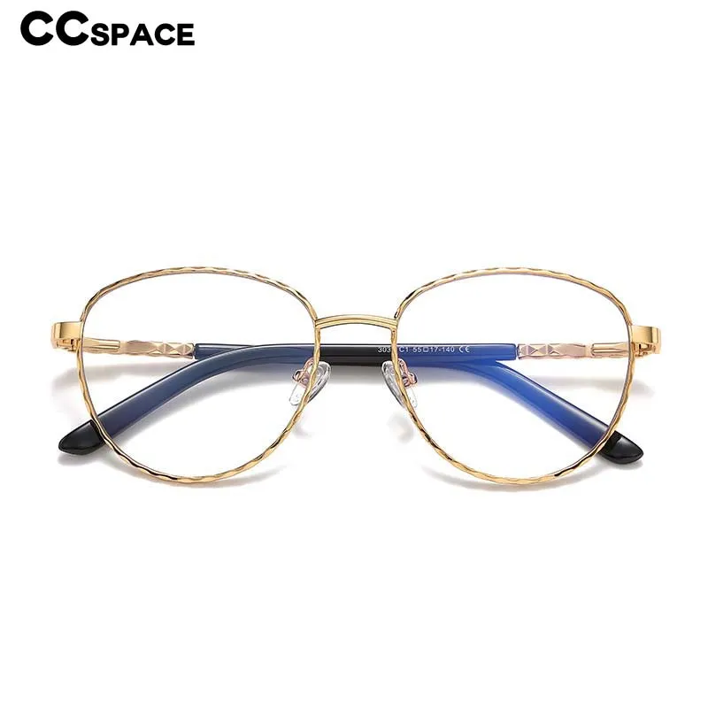 CCspace Women's Full Rim Round Square Stainless Steel Eyeglasses 54529