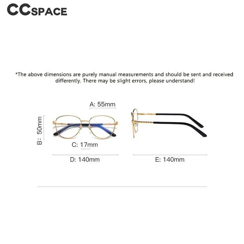 CCspace Women's Full Rim Round Square Stainless Steel Eyeglasses 54529
