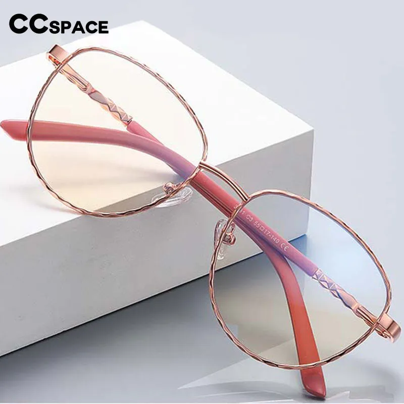 CCspace Women's Full Rim Round Square Stainless Steel Eyeglasses 54529