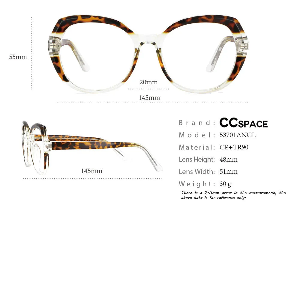 CCspace Women's Full Rim Round Tr 90 Titanium Frame Eyeglasses 53701