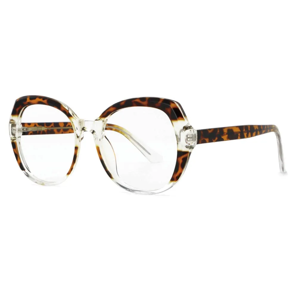 CCspace Women's Full Rim Round Tr 90 Titanium Frame Eyeglasses 53701