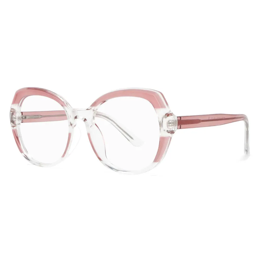 CCspace Women's Full Rim Round Tr 90 Titanium Frame Eyeglasses 53701