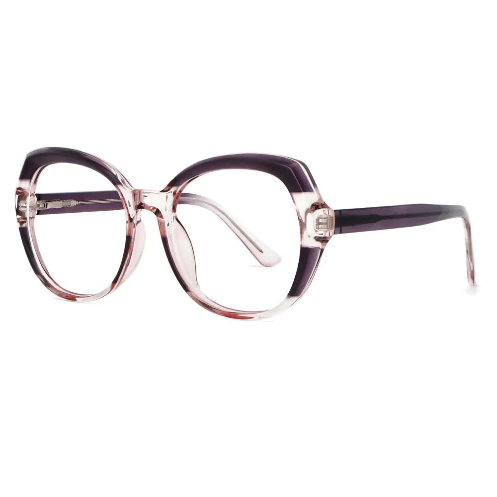 CCspace Women's Full Rim Round Tr 90 Titanium Frame Eyeglasses 53701