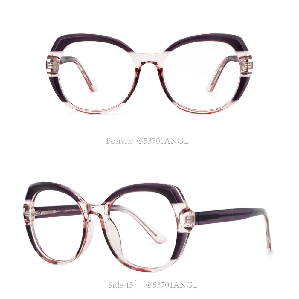 CCspace Women's Full Rim Round Tr 90 Titanium Frame Eyeglasses 53701