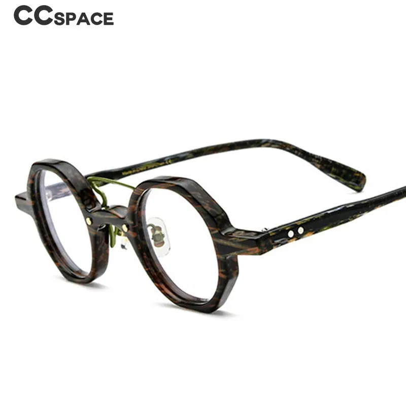 CCspace Women's Full Rim Small Polygon Round Double Bridge Acetate Eyeglasses 55059