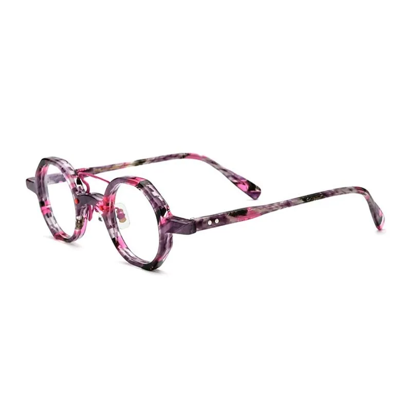 CCspace Women's Full Rim Small Polygon Round Double Bridge Acetate Eyeglasses 55059