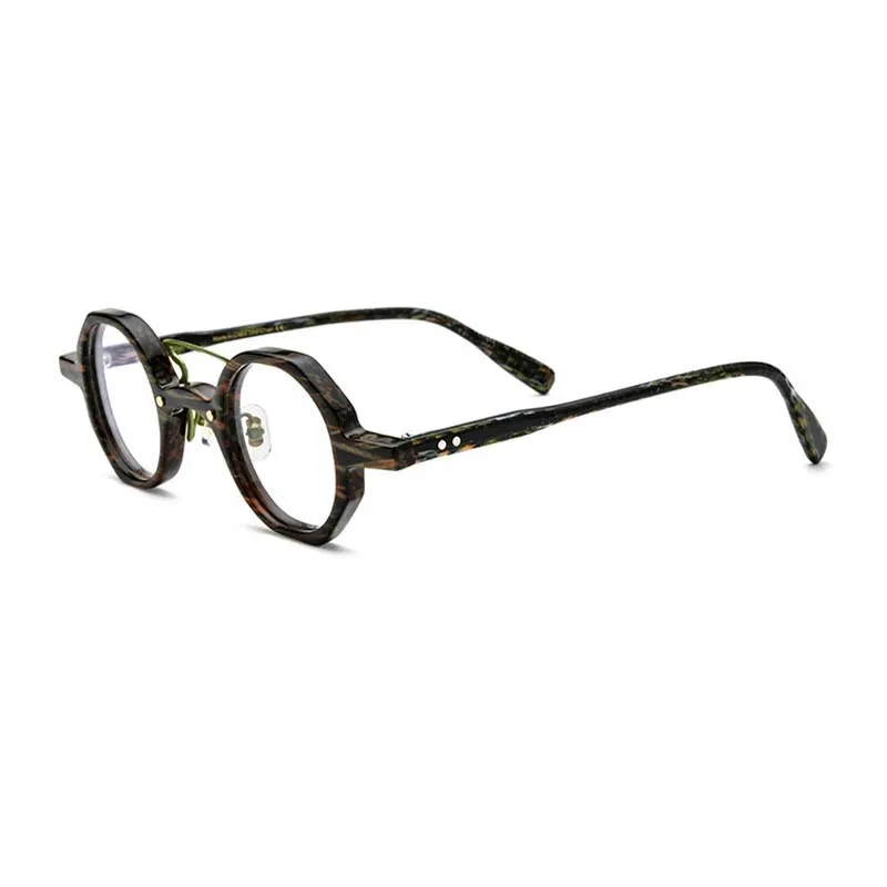 CCspace Women's Full Rim Small Polygon Round Double Bridge Acetate Eyeglasses 55059