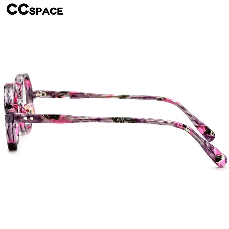 CCspace Women's Full Rim Small Polygon Round Double Bridge Acetate Eyeglasses 55059