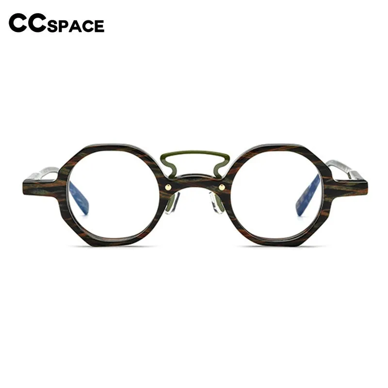 CCspace Women's Full Rim Small Polygon Round Double Bridge Acetate Eyeglasses 55059