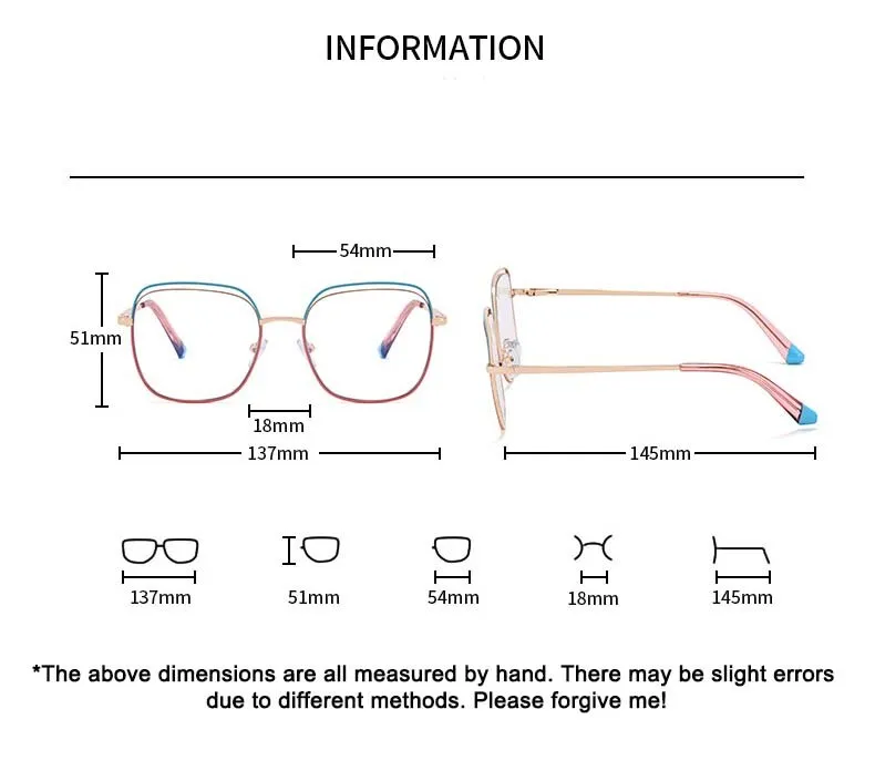 CCspace Women's Full Rim Square Alloy Eyeglasses 55218