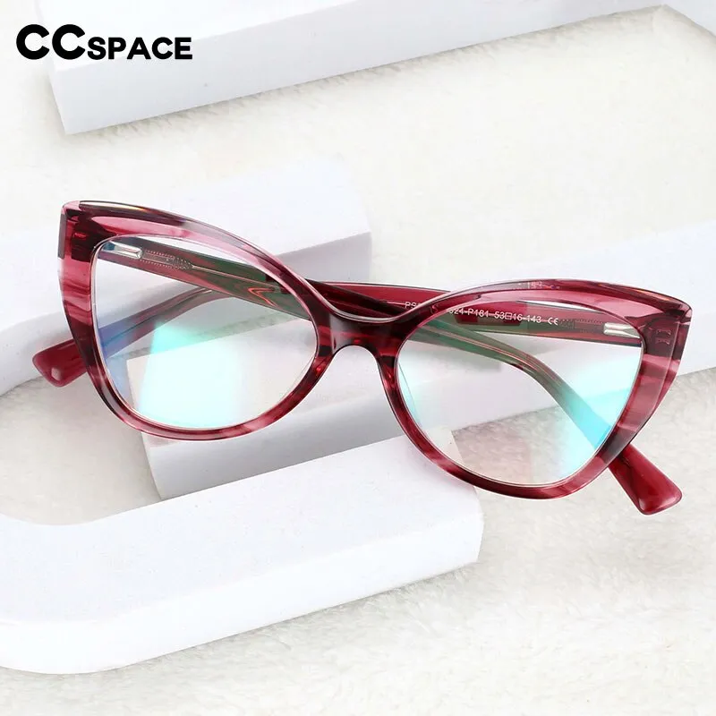 CCspace Women's Full Rim Square Cat Eye Acetate Eyeglasses 55032