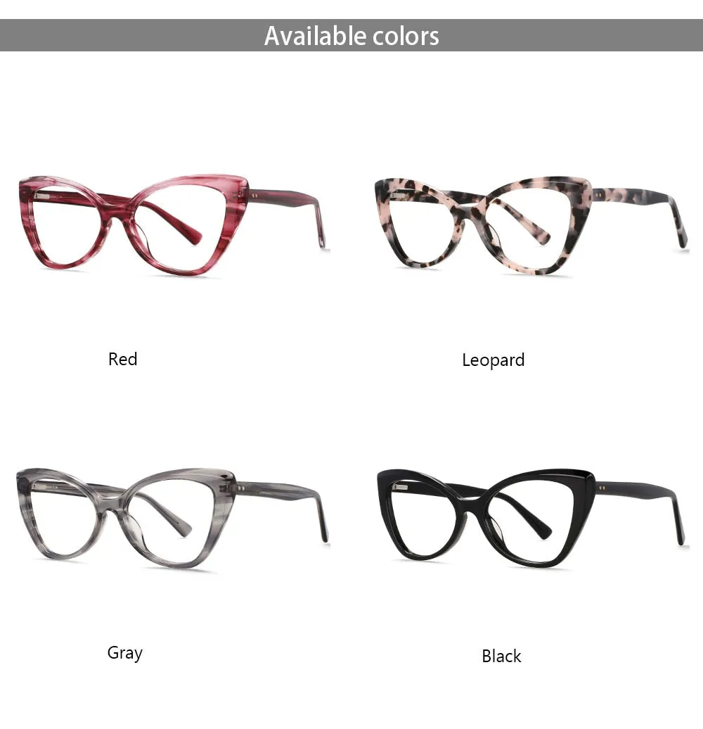 CCspace Women's Full Rim Square Cat Eye Acetate Eyeglasses 55032