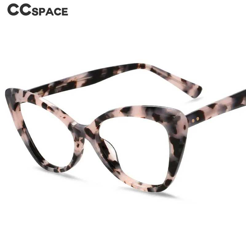 CCspace Women's Full Rim Square Cat Eye Acetate Eyeglasses 55032