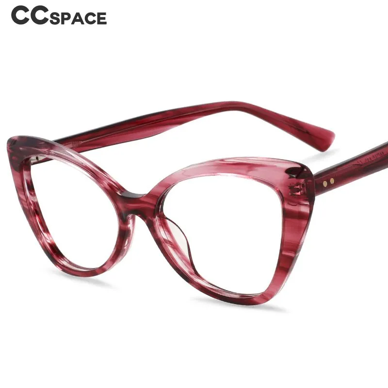 CCspace Women's Full Rim Square Cat Eye Acetate Eyeglasses 55032