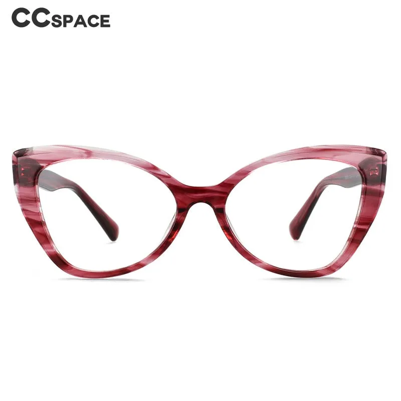 CCspace Women's Full Rim Square Cat Eye Acetate Eyeglasses 55032