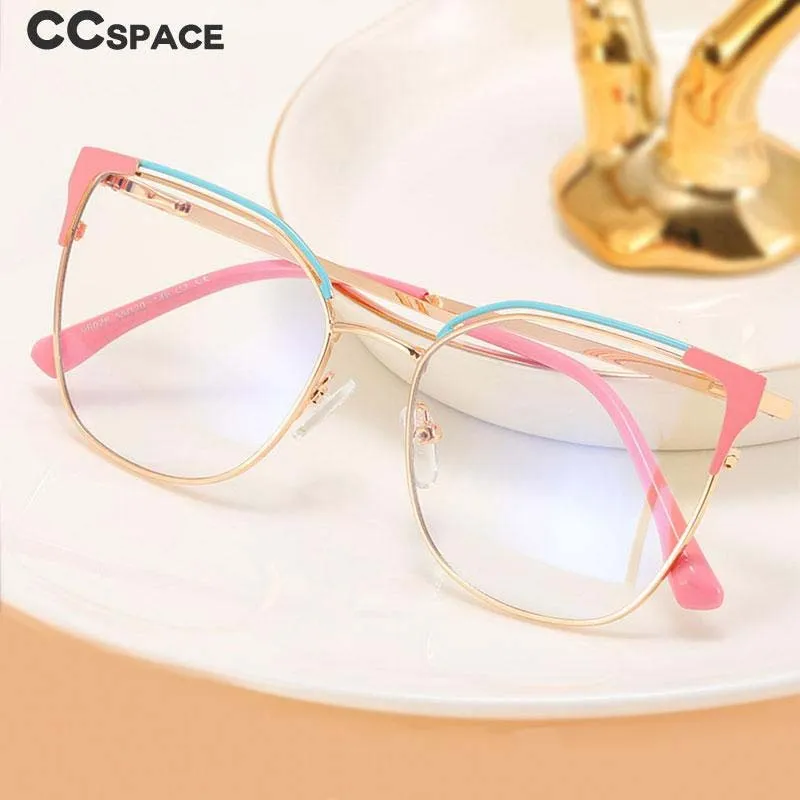 CCspace Women's Full Rim Square Cat Eye Alloy Eyeglasses 53363