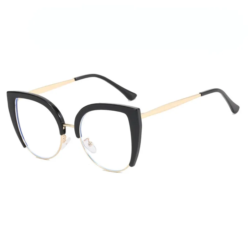 CCspace Women's Full Rim Square Cat Eye Pc Plastic Alloy Eyeglasses 56796
