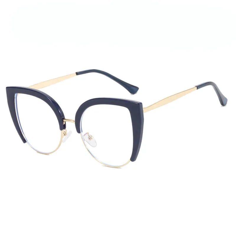 CCspace Women's Full Rim Square Cat Eye Pc Plastic Alloy Eyeglasses 56796