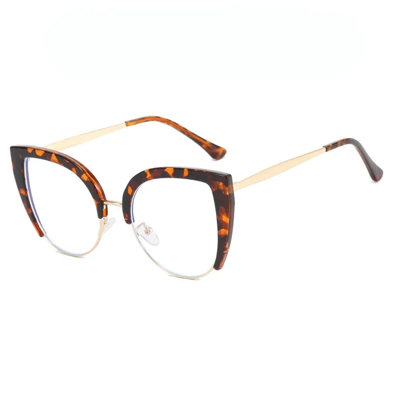 CCspace Women's Full Rim Square Cat Eye Pc Plastic Alloy Eyeglasses 56796