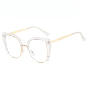 CCspace Women's Full Rim Square Cat Eye Pc Plastic Alloy Eyeglasses 56796