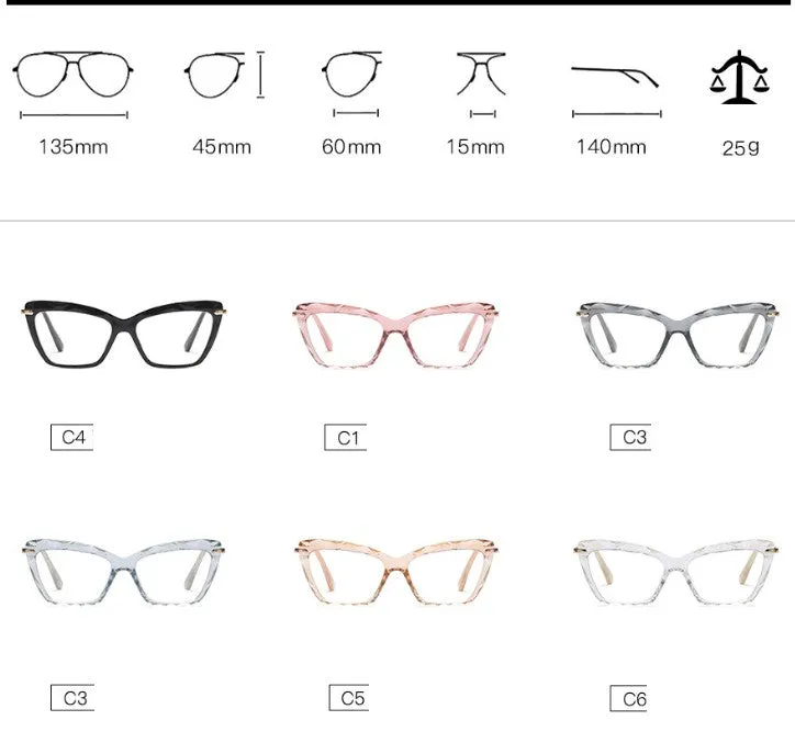 CCspace Women's Full Rim Square Cat Eye Resin Frame Eyeglasses H45591