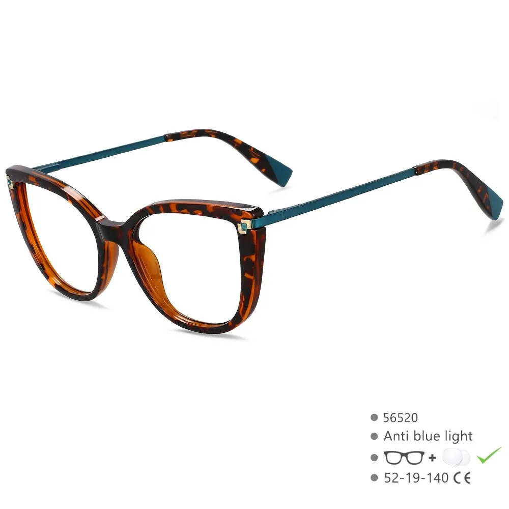 CCspace Women's Full Rim Square Cat Eye Tr 90 Alloy Eyeglasses 56520