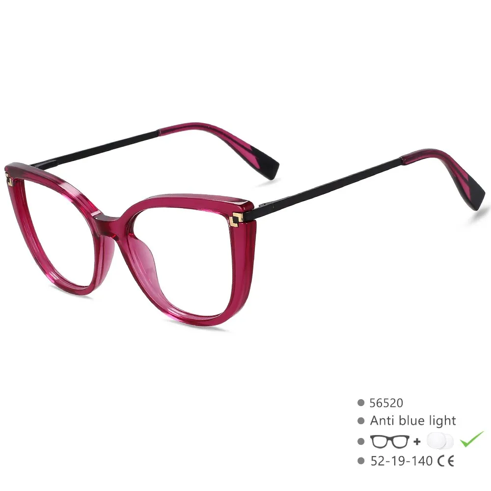 CCspace Women's Full Rim Square Cat Eye Tr 90 Alloy Eyeglasses 56520