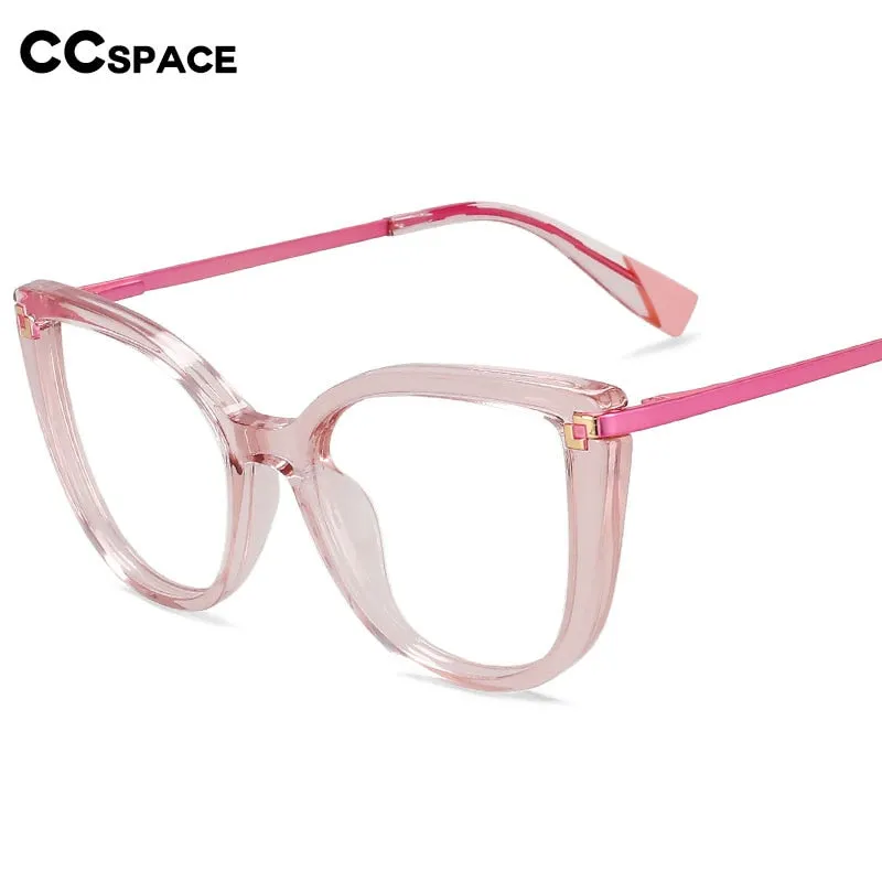 CCspace Women's Full Rim Square Cat Eye Tr 90 Alloy Eyeglasses 56520