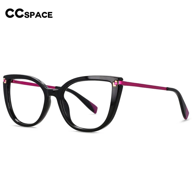 CCspace Women's Full Rim Square Cat Eye Tr 90 Alloy Eyeglasses 56520