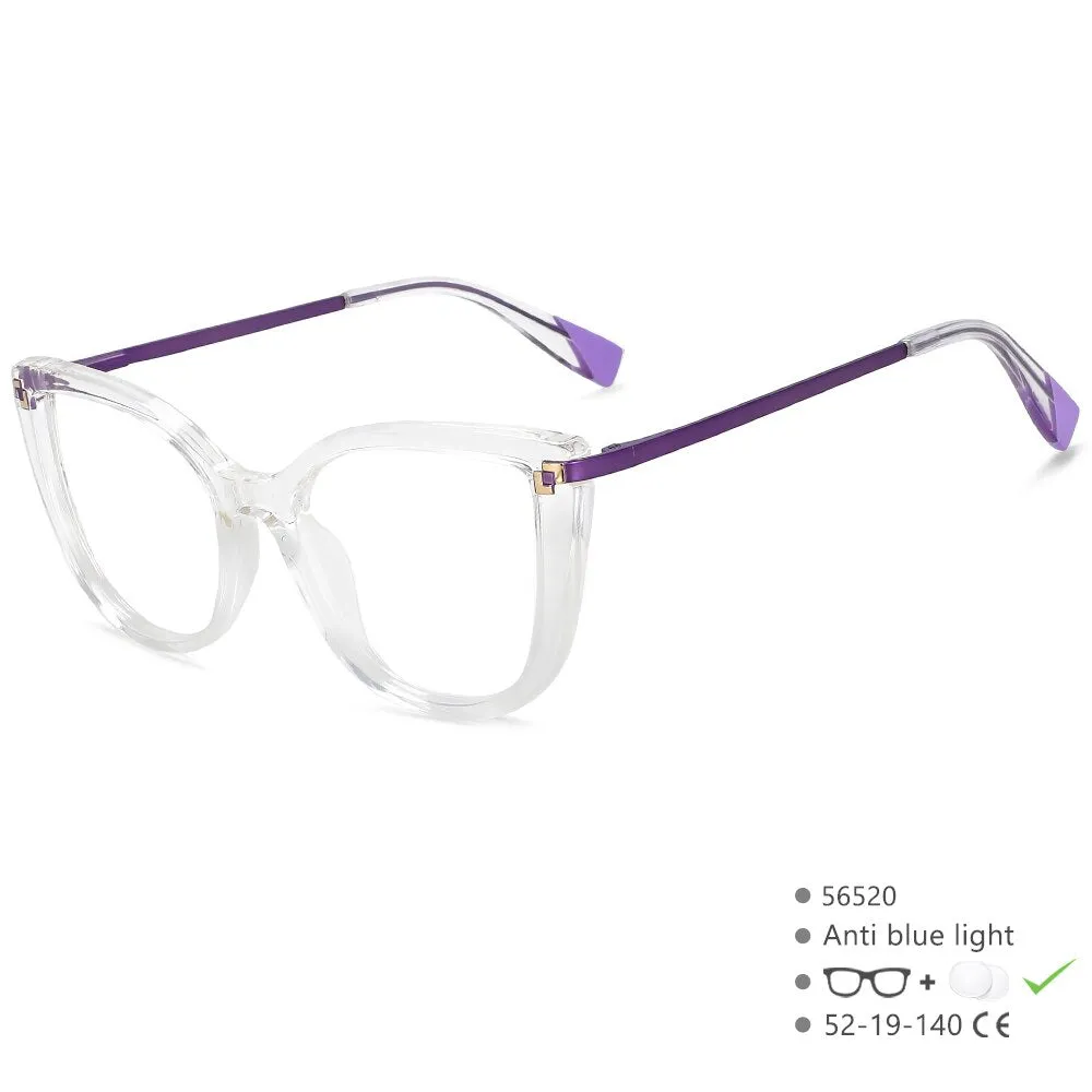CCspace Women's Full Rim Square Cat Eye Tr 90 Alloy Eyeglasses 56520