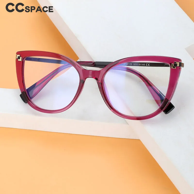 CCspace Women's Full Rim Square Cat Eye Tr 90 Alloy Eyeglasses 56520