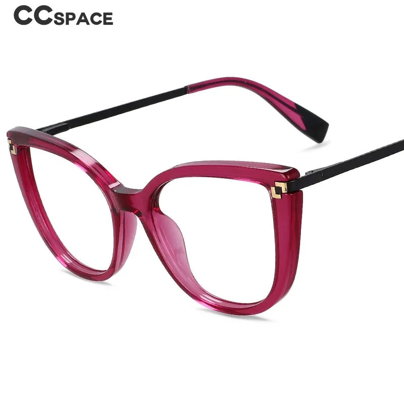 CCspace Women's Full Rim Square Cat Eye Tr 90 Alloy Eyeglasses 56520