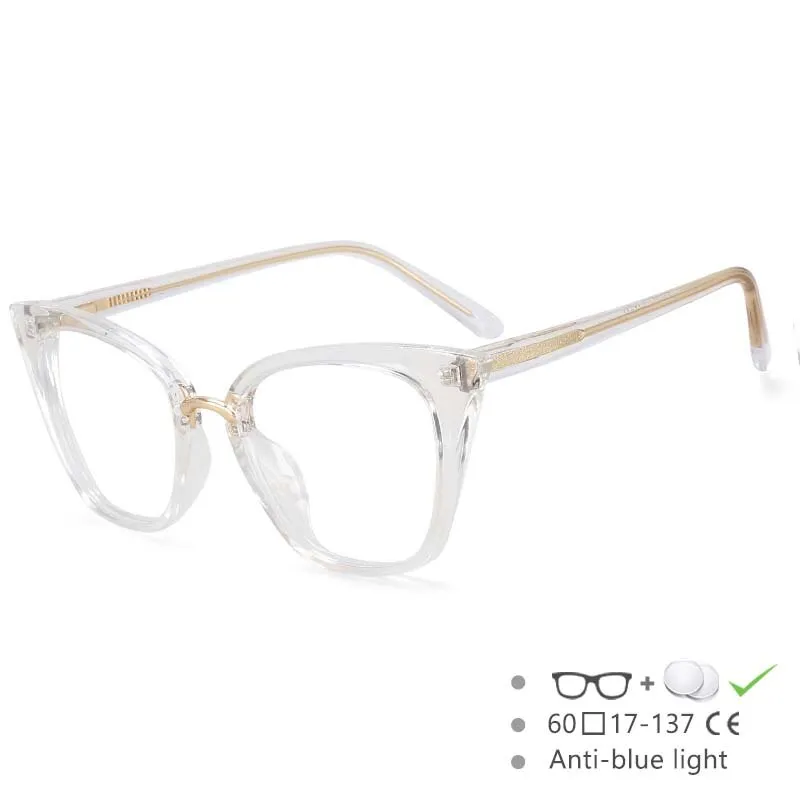 CCspace Women's Full Rim Square Cat Eye Tr 90 Titanium Eyeglasses 53211