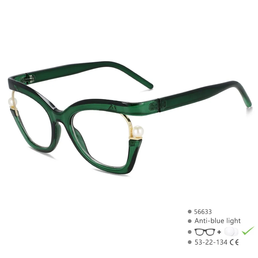 CCspace Women's Full Rim Square Cat Eye Tr 90 Titanium Eyeglasses 56633