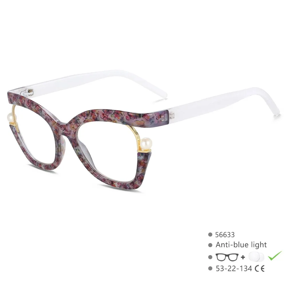 CCspace Women's Full Rim Square Cat Eye Tr 90 Titanium Eyeglasses 56633